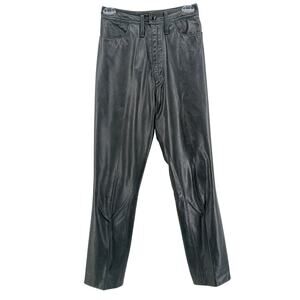 Vintage Patricia Wolf Black Leather High Waist Straight Leg Pants Womens 6 Biker